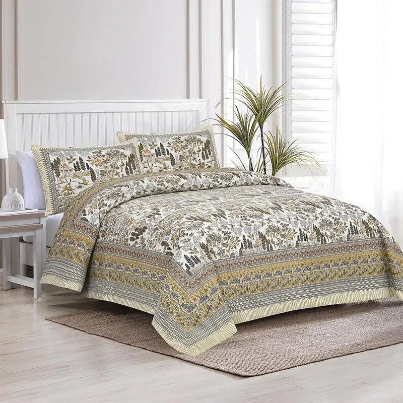 Jimika Printed Cotton Bedsheet (Yellow) - 160 TC media 1