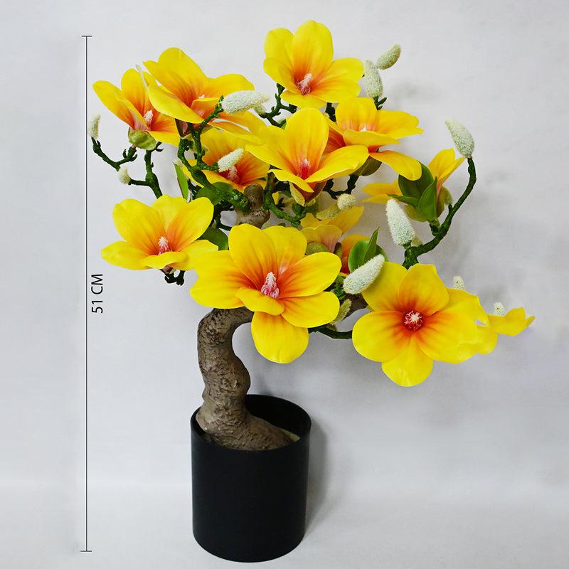 Magnira Artificial Mini Magnolia Tree With Black Plastic Pot (Yellow) - 50 cm media 6