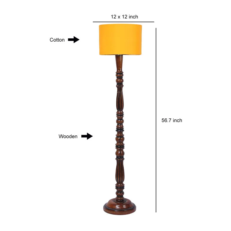 Masiya Vintage Wooden Floor Lamp - Yellow media 7