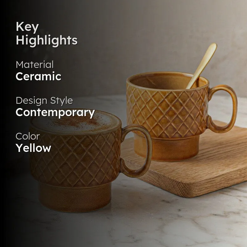 Fjord Ceramic Coffee Mug (500 mL Each/Golden Brown) - Set of Two media 2