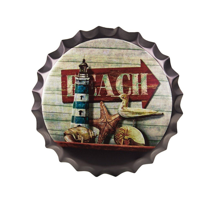 Beach Shell Bottle Cap Metal Wall Accent media 3