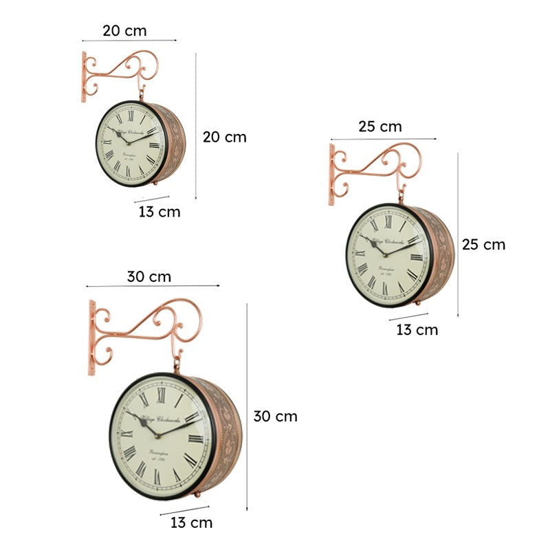 Numaera Double Sided Vintage Station Clock - Rose Gold media 7