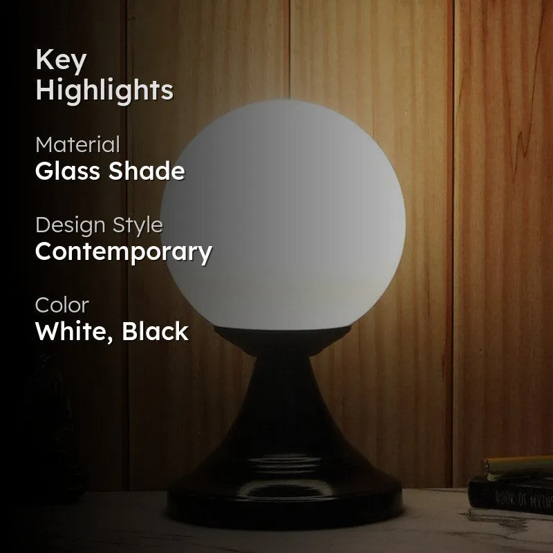 Togo Hina Moon LED Glass Table Lamp - White,Black media 2