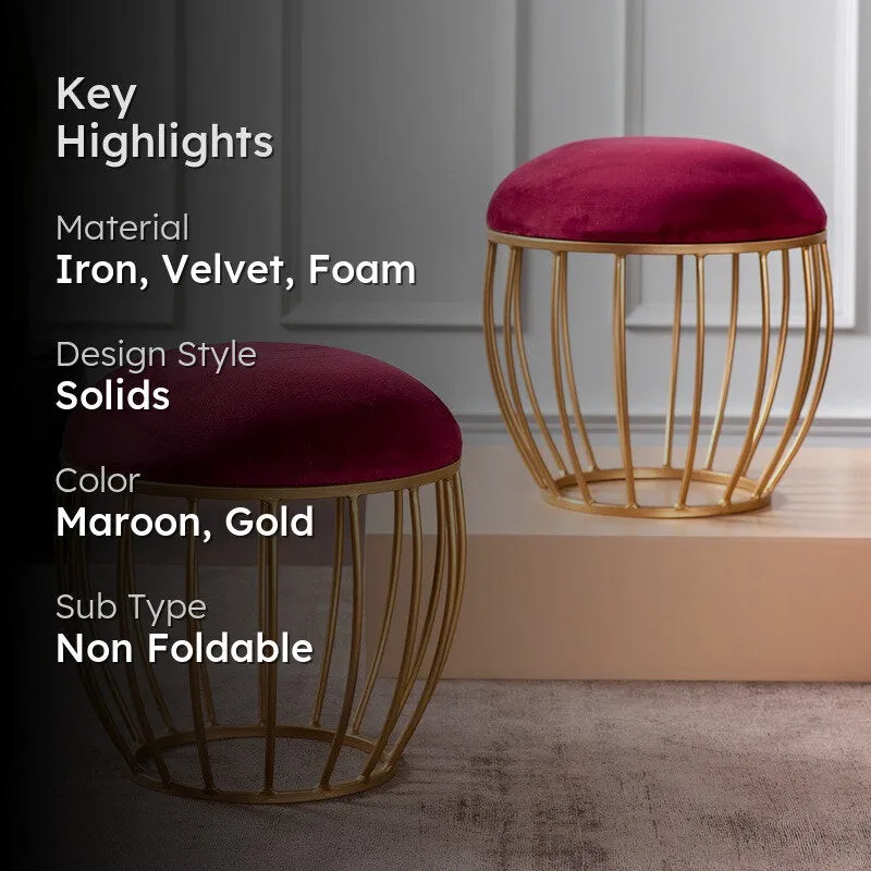 Candace Velvet Stool (Red) - Set Of Two media 2