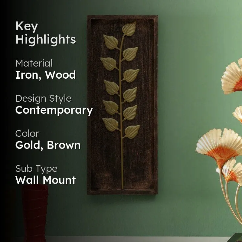 Floral Stalk Iron & Wooden Wall Accent media 2