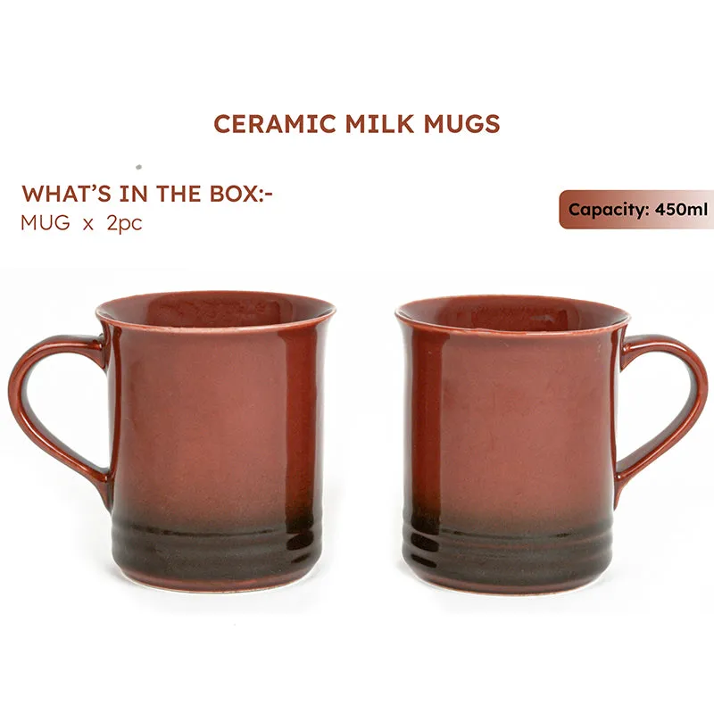 Brew Ceramic Coffee Mug (450 mL Each/Deep Red) - Set of Two media 3