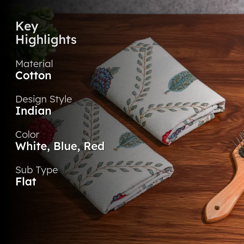 Desert Bloom Cotton Hand Towel (Blue) - Set Of Two media 2