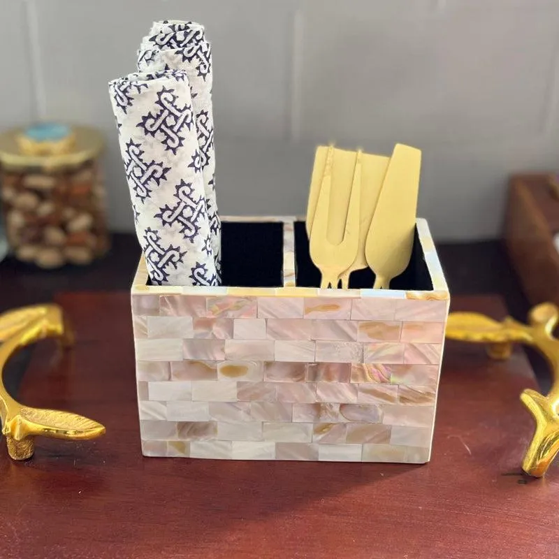 Suzzaine Handcrafted Mother Of Pearl Cutlery Holder media 3
