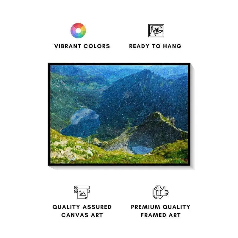 Mountain Landscape Canvas Painting - Black Frame media 4