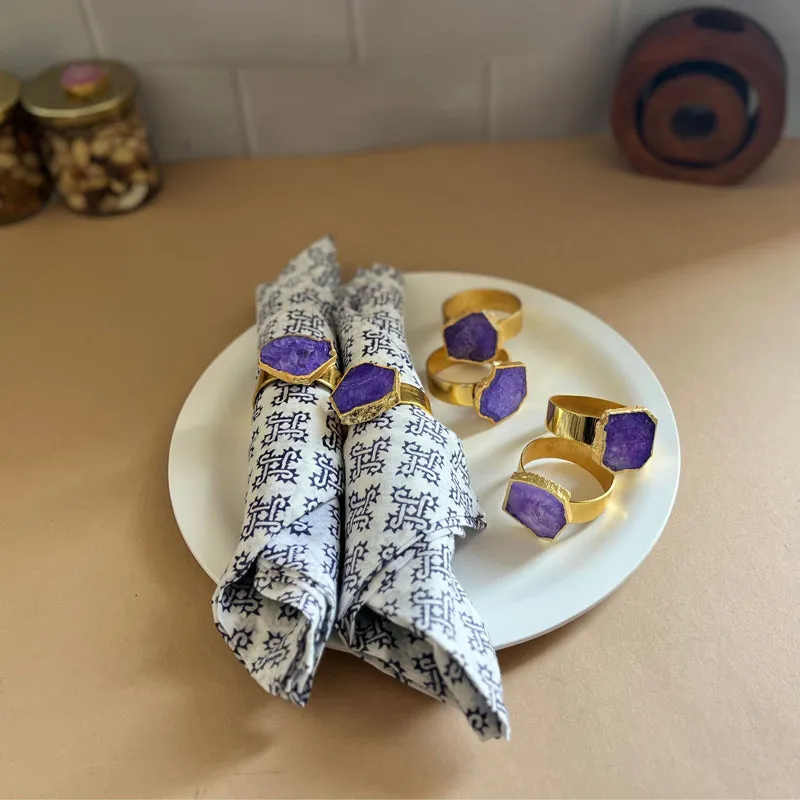 Suzzaine Handcrafted Agate Napkin Rings (Purple) - Set Of Six media 3