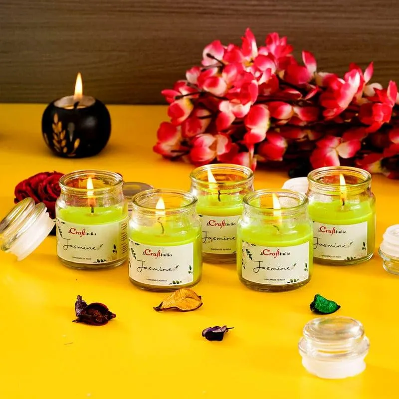 Nithya Jasmine Scented Jar Candle - Set Of Five media 3
