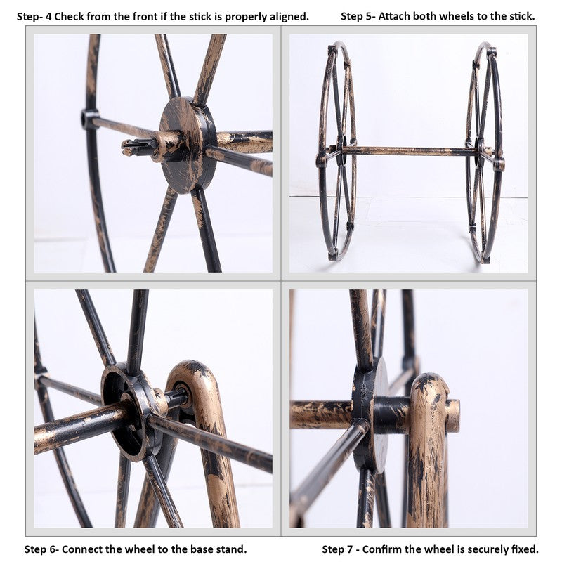 Antique Ferrous Wheel Rotating Plastic Photo Frame - Brown media 11