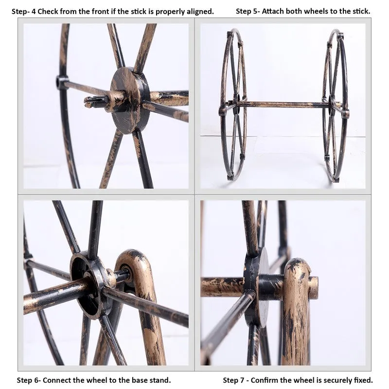 Antique Ferrous Wheel Rotating Plastic Photo Frame - Brown media 11