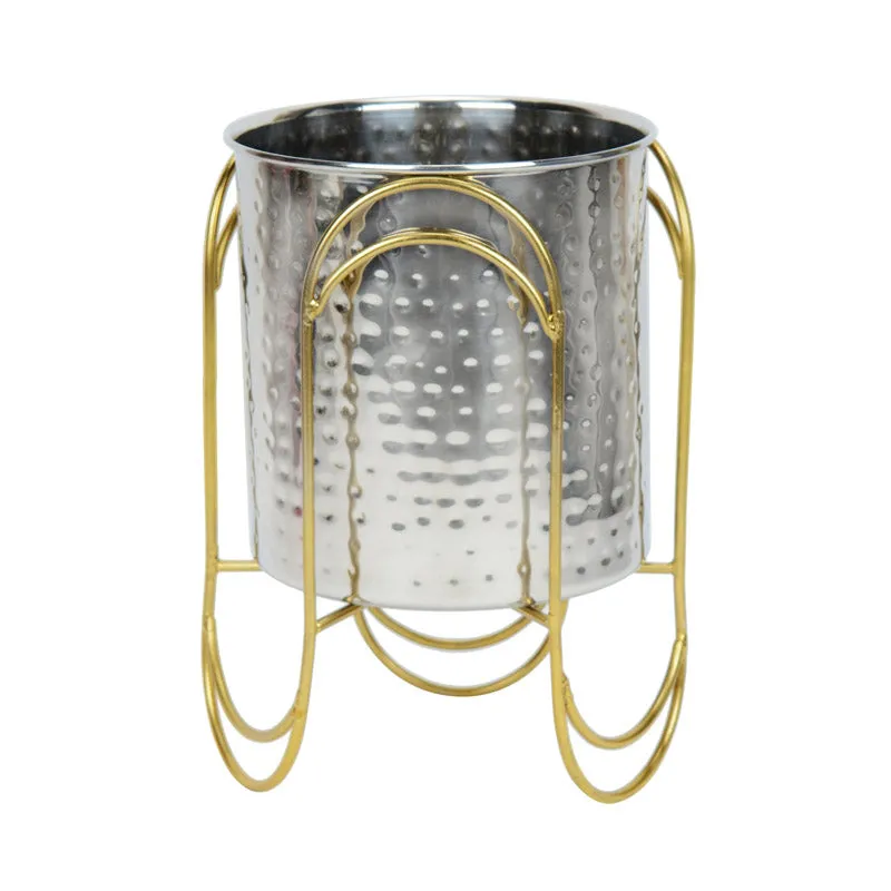 Vyra Stainless Steel Planter - Silver & Gold - 3