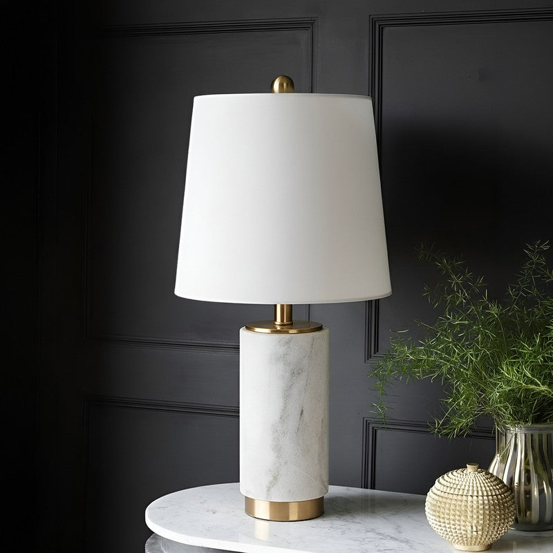 AarviDecor Upton Classic Fabric Table Lamp - White,Gold media 3