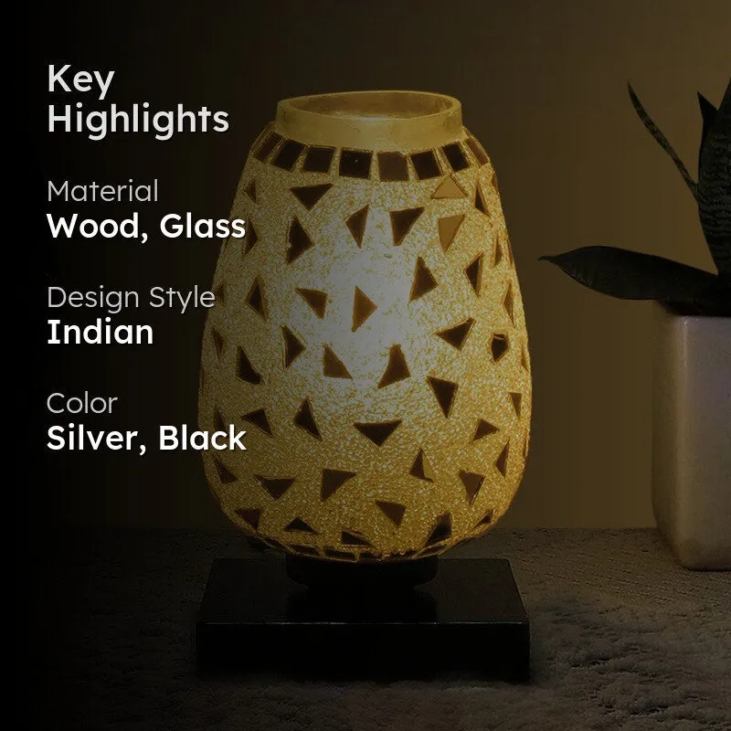 Luminte Mosaic Glass Wooden Table Lamp With Base media 2