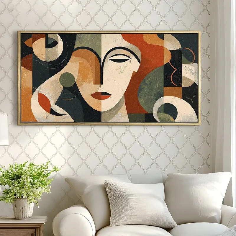 Modern Visage Canvas Wall Painting With Frame media 4