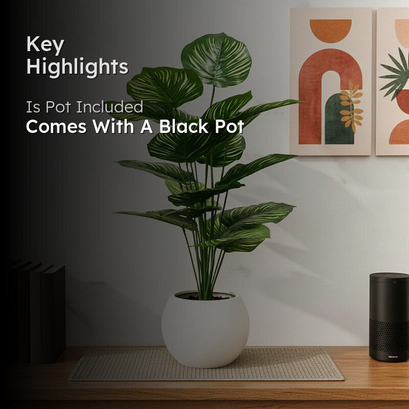 Tropivine Artificial Philodendron Caladium Plant With Black Plastic Pot - 2.5 Feet media 2