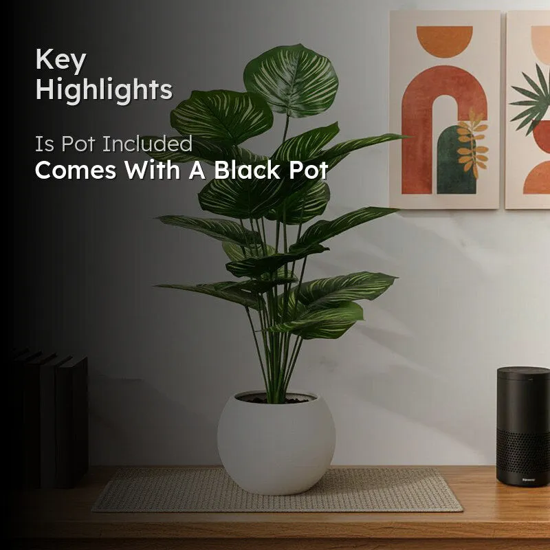 Tropivine Artificial Philodendron Caladium Plant With Black Plastic Pot - 2.5 Feet media 2