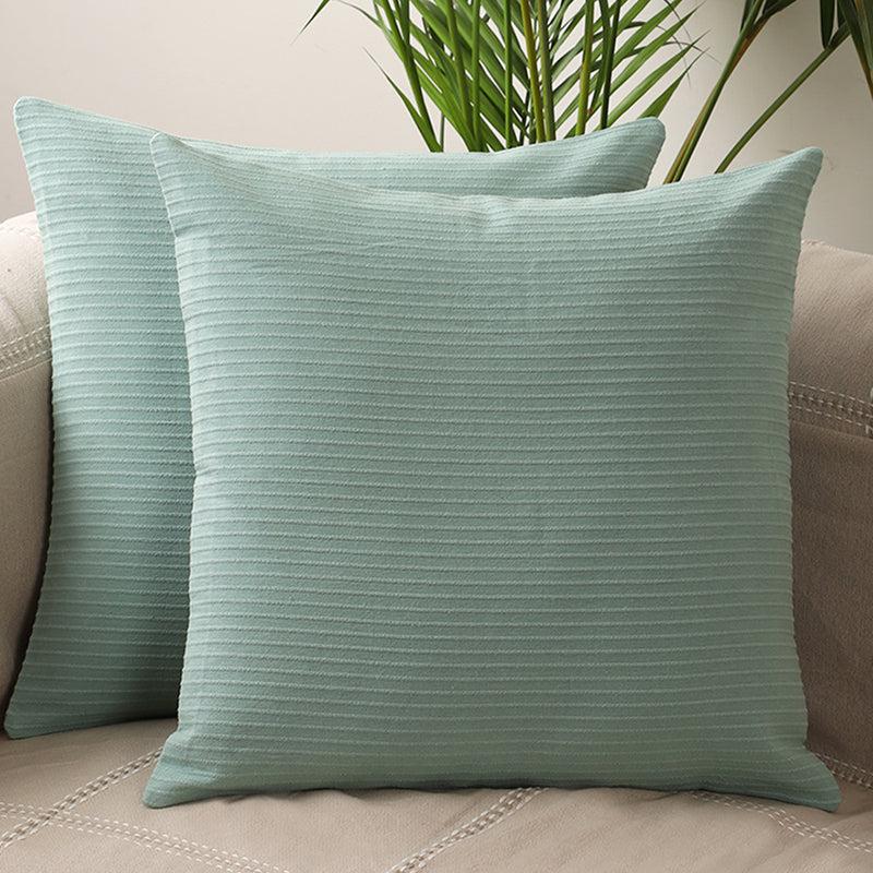 Lost In Lisboa Solid Cotton Cushion Cover (Grey) - Set Of Two media 2
