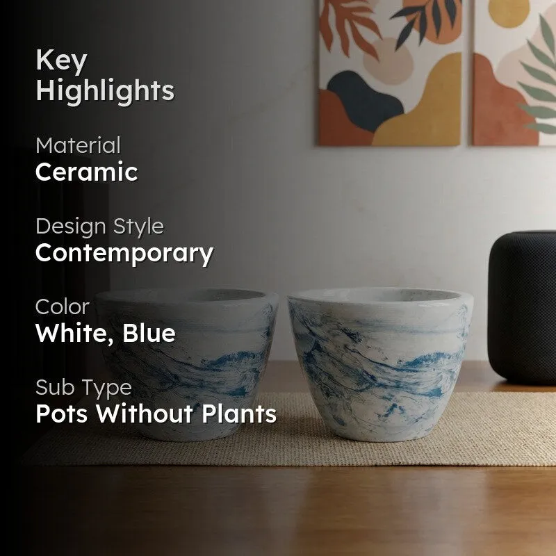 Coastal Swirl Ceramic Planter (White) - Set of Two media 2