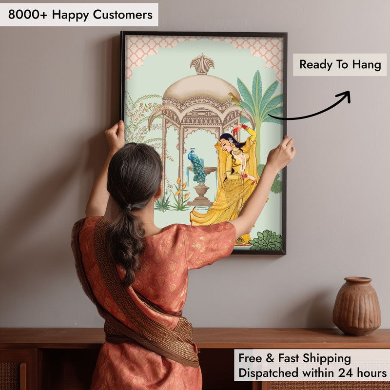 Bahar-e-Tanz Framed Mughal Canvas Wall Painting media 7