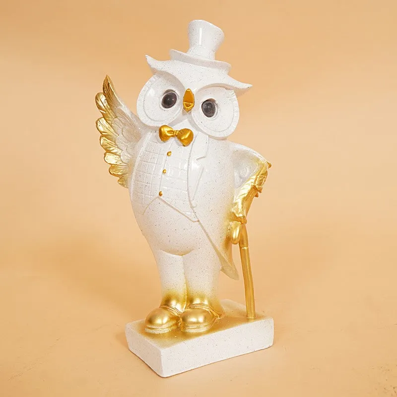 Charming White Owl Resin Showpiece media 6