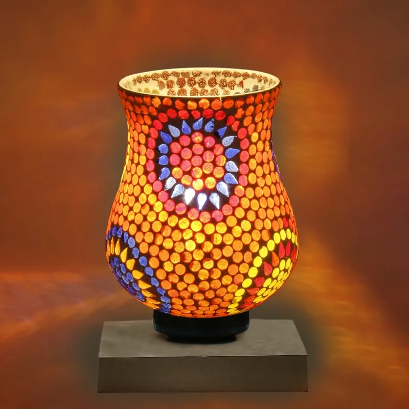 Luminexia Mosaic Glass Table Lamp With Wooden Base - Multicolor media 8