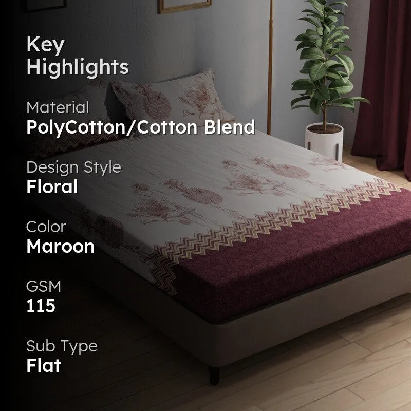 Wyril Bedsheet (Maroon) - 115 GSM media 2