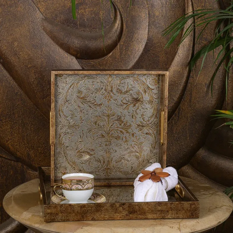Orna Luxe (Wood,Glass) Serving Tray - Set of Two media 1