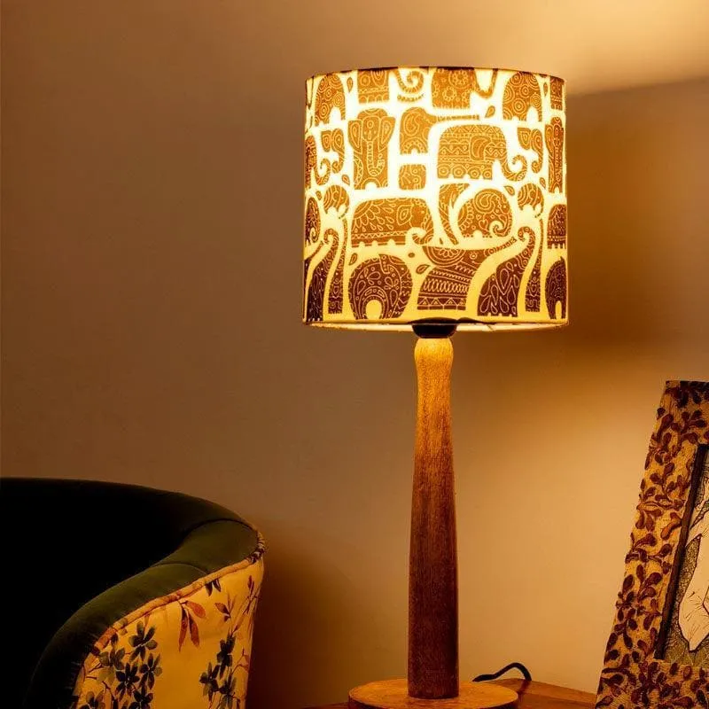 Zoo Glow Classy Wooden Stand Fabric Table Lamp - White,Black,Brown media 1