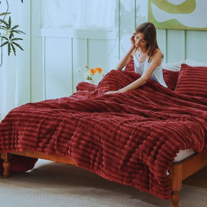 Sleep Scape Faux Fabric Blanket (Maroon)- 300 GSM media 4