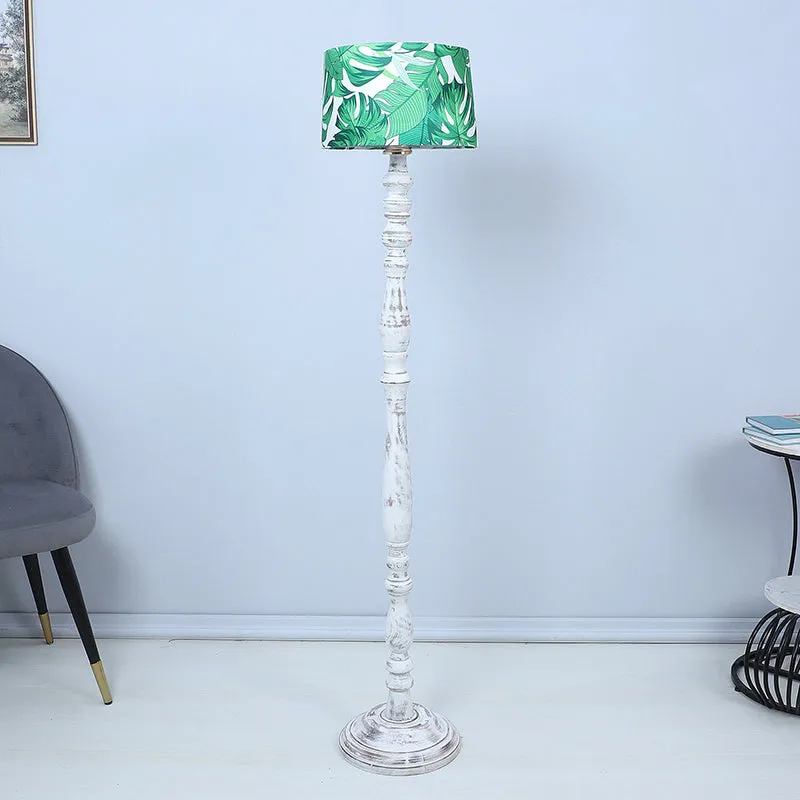 Kaizen Totem Printed Mango Wood Floor Lamp - White media 2