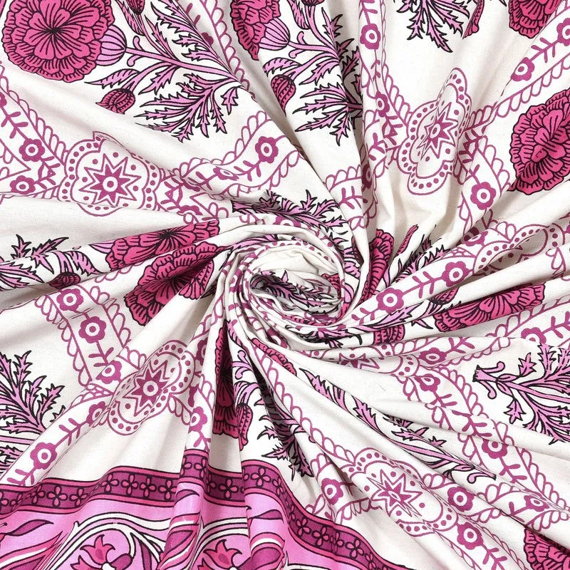 Vineen Cotton Bedsheet (Pink,White) - 240 TC media 5