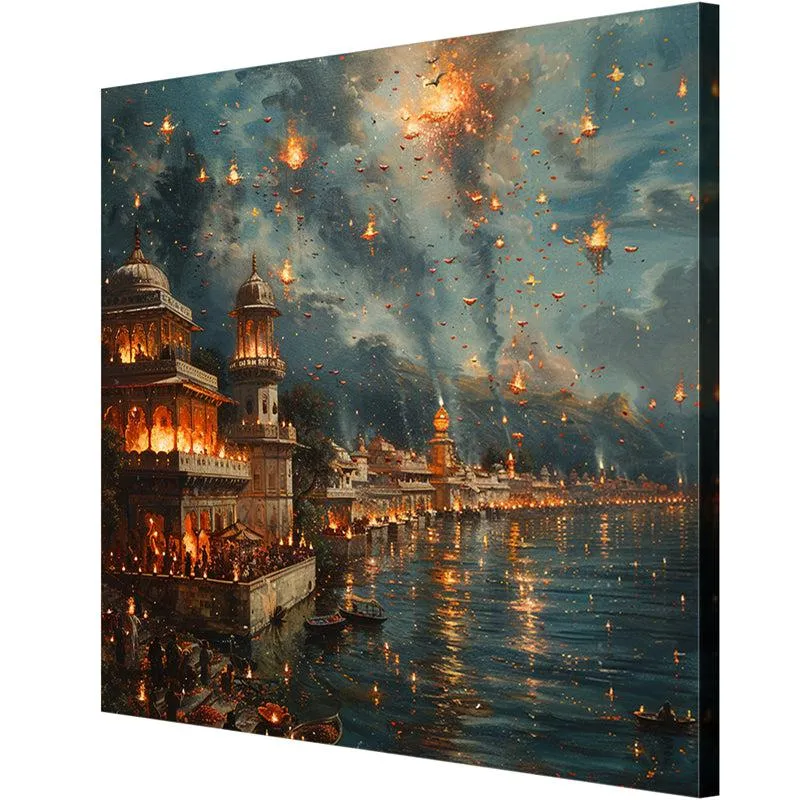 Cityscape Lights Poly Canvas Wall Painting media 5
