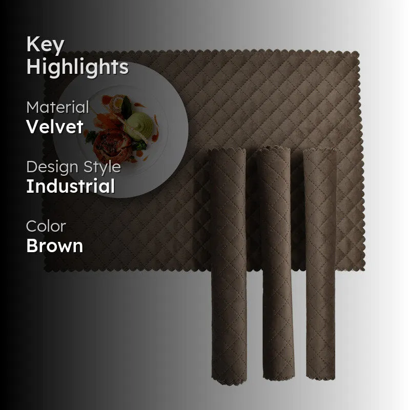 Osric Velvet Quilted Placemat (Brown) - Set Of Six media 2