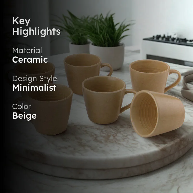 Tassa Ceramic Tea Cup (175 mL Each) - Set of Six media 2