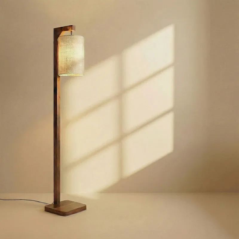 Colchis Wooden Floor Lamp With Fabric Shade media 6