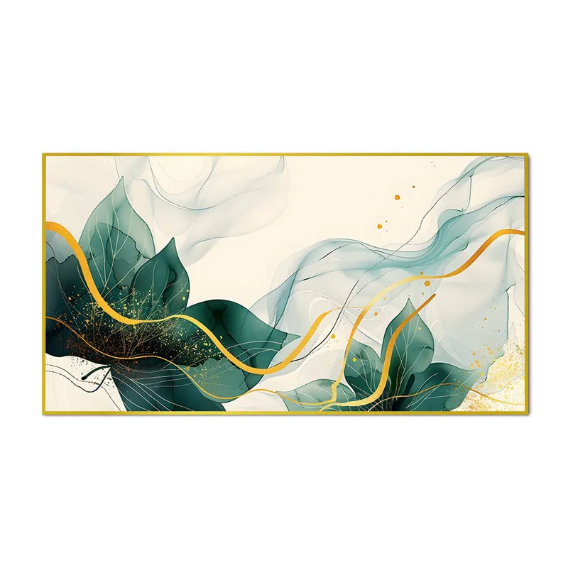 Enchanted Foliage Canvas Wall Painting With Frame - Gold media 4