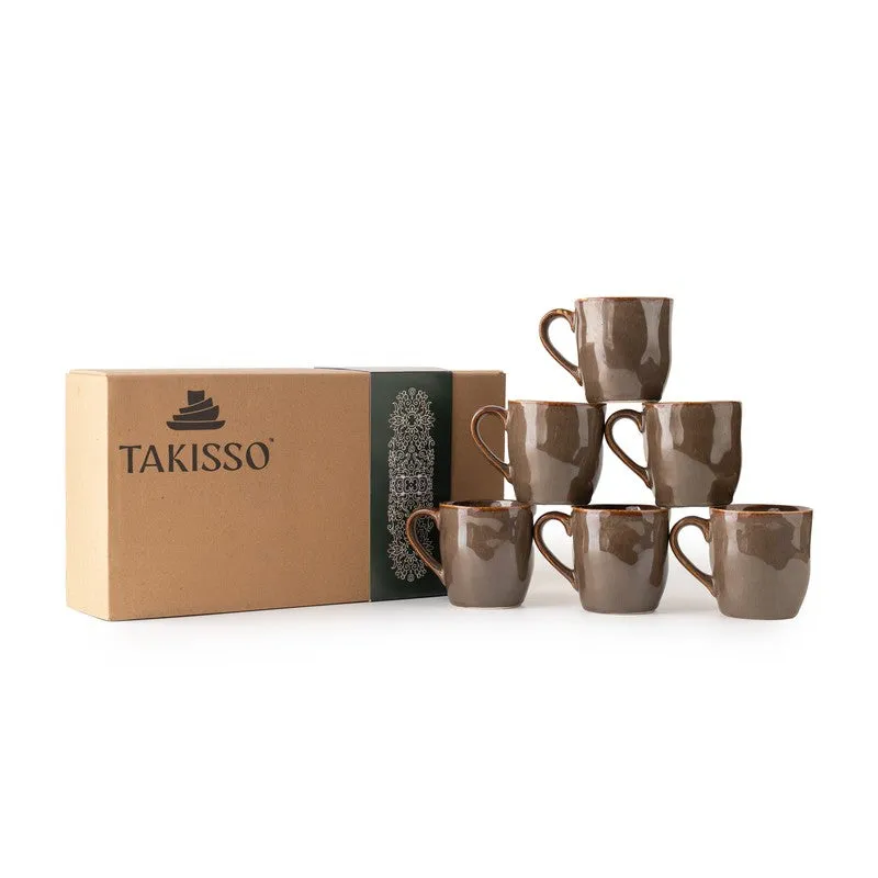 Elowen Porcelain Tea Cup (180 mL Each,Brown) - Set Of Six media 8