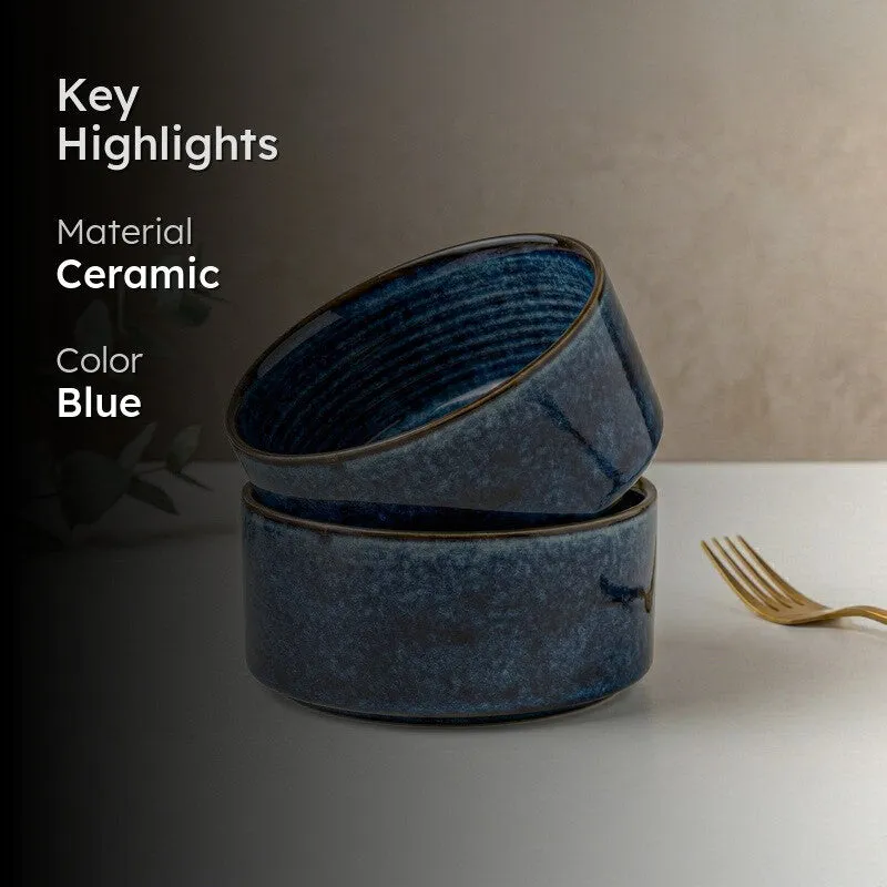 Whimsi Ceramic Soup Bowls (280 mL,Dark Blue) - Set Of Two media 2