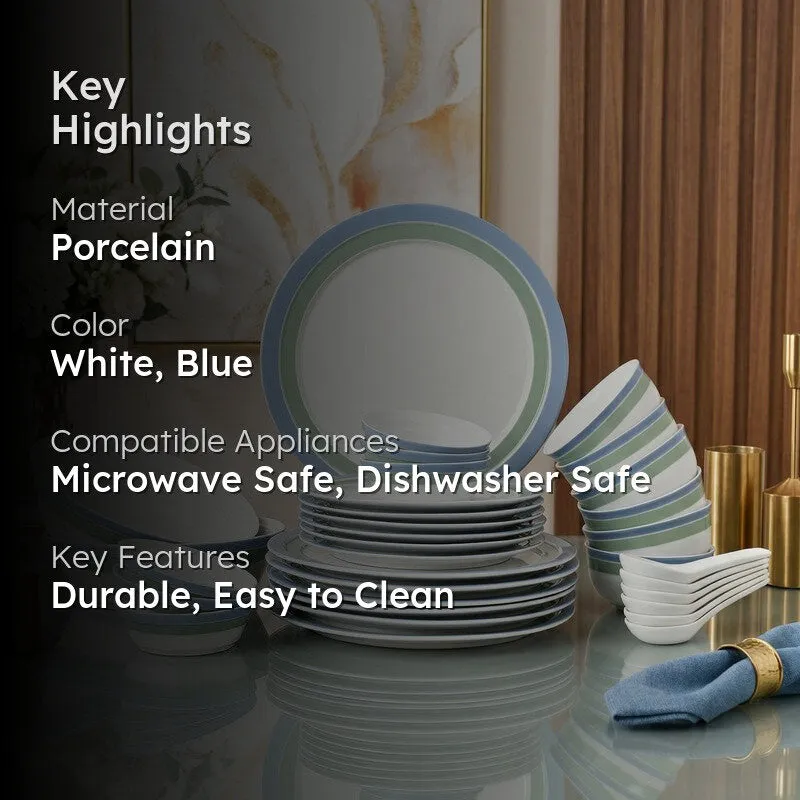 Dine Bloom Porcelain Dinner Set - 33 Piece Set media 2