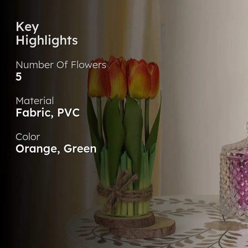 Realistic Artificial Tulip Bunch - Orange media 2
