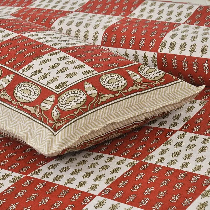 Kumuda Printed Cotton Bedsheet (Red) - 160 TC media 3