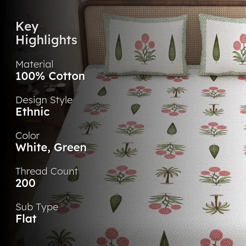 Gianni Printed Cotton Bedsheet (Green) - 200 TC media 2
