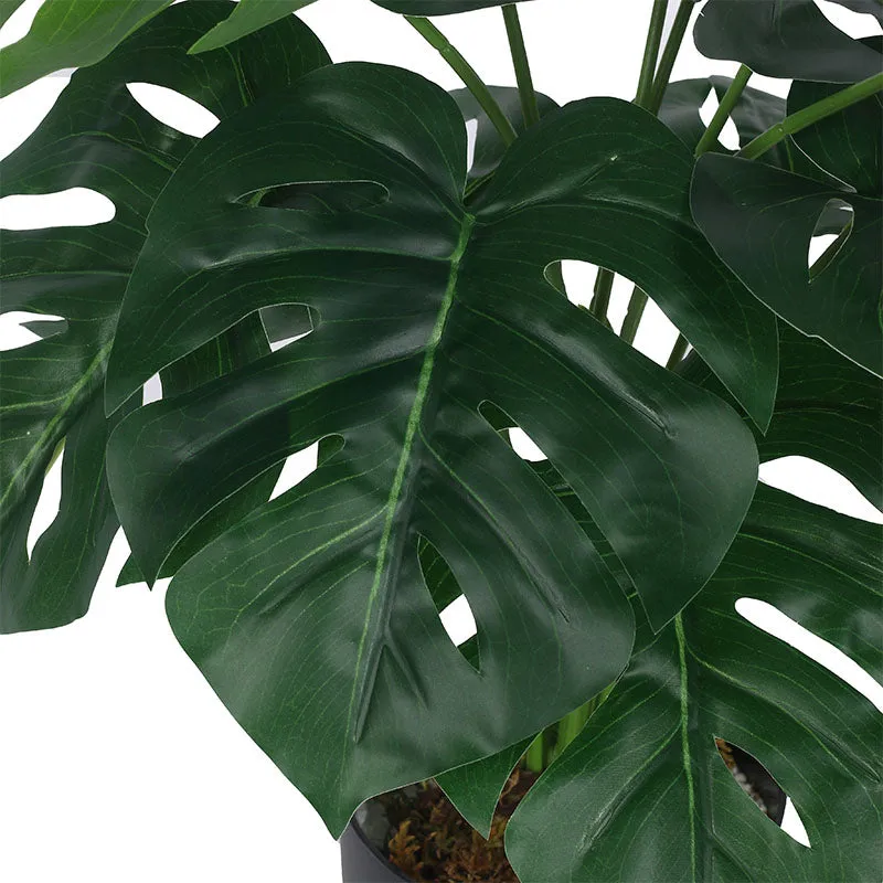 Faux Multicolor Monstera Silk Plant With Black Plastic Pot - 55 cms media 5