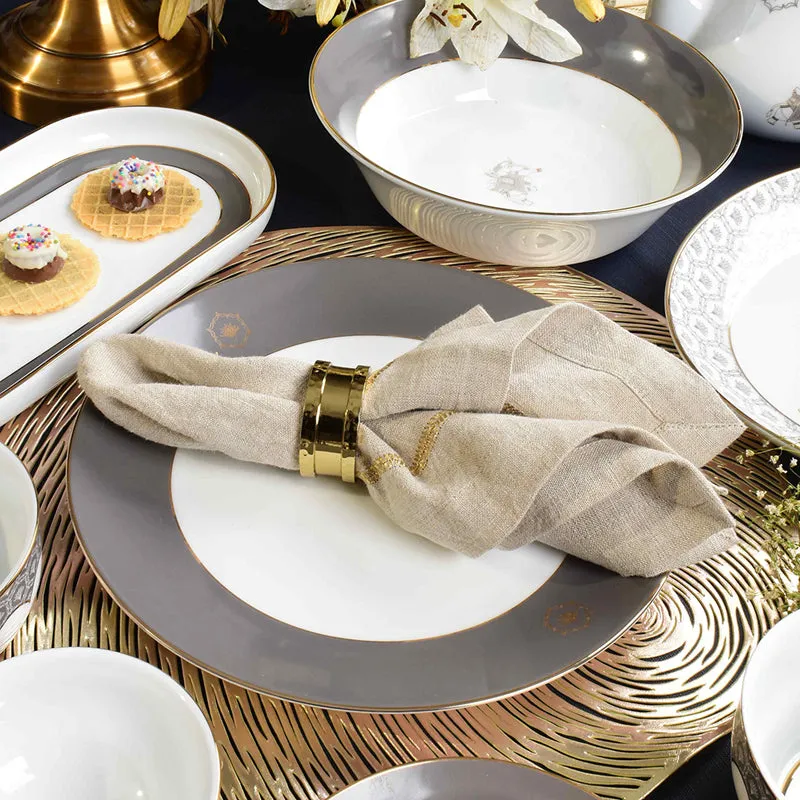 Gilded Legacy 24k Gold Brushed Porcelain Dinner Set (Grey) - 21 Piece Set media 8