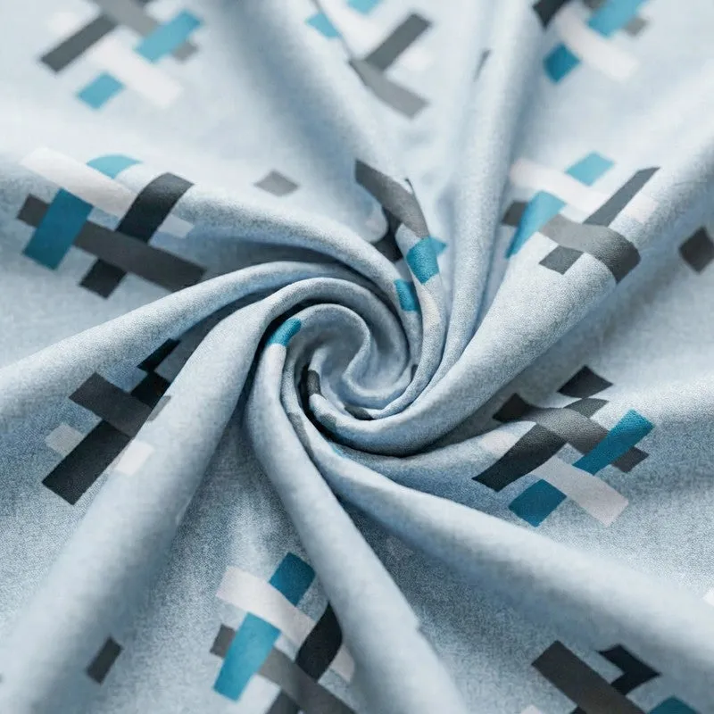 Criss Cross Chrome Cotton Bedsheet (Blue) - 144 TC media 5
