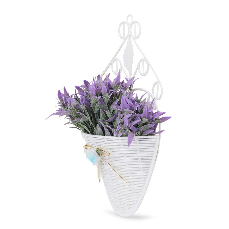 Vistara Artificial Flower With Wall Pot(Purple) - Set Of Two media 5