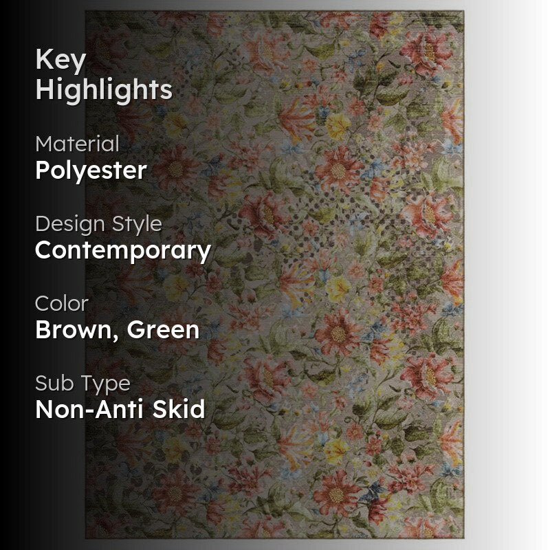 Sumaya Floral Polyester Carpet - Brown media 2